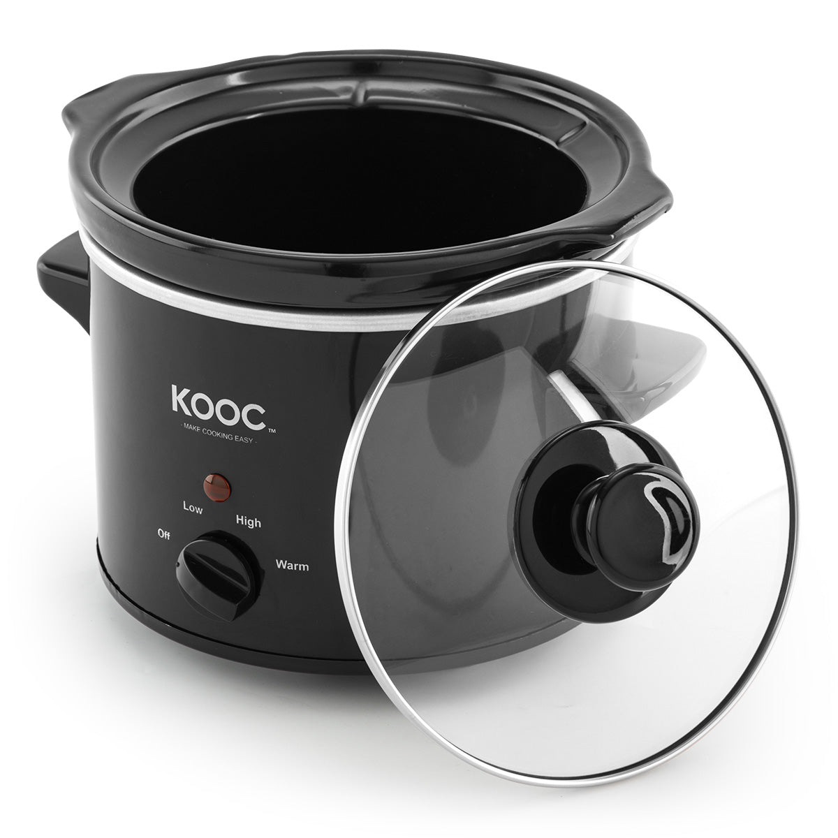 KOOC Small Slow Cooker, 2-Quart, Free Liners Included for Easy Clean-up,  Upgraded Ceramic Pot, Adjustable Temp, Nutrient Loss Reduction, Stainless  Steel, Red, Round
